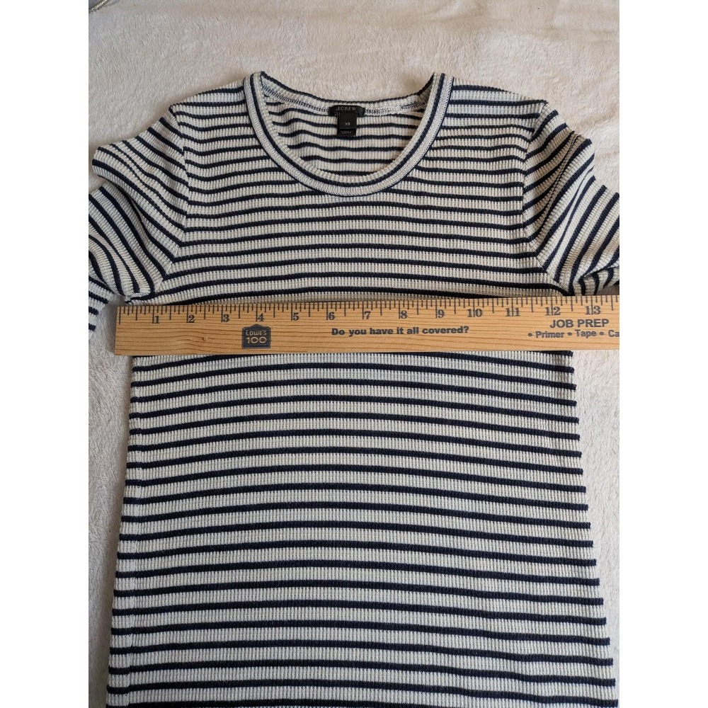 J.Crew Striped Long Sleeve Tee Womens XS Navy White Excellent Ribbed Nautical - Picture 5 of 6